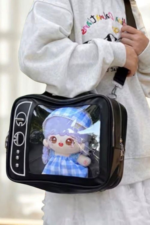 Mini Black Convertible Ita Bag for Plushies and Pins