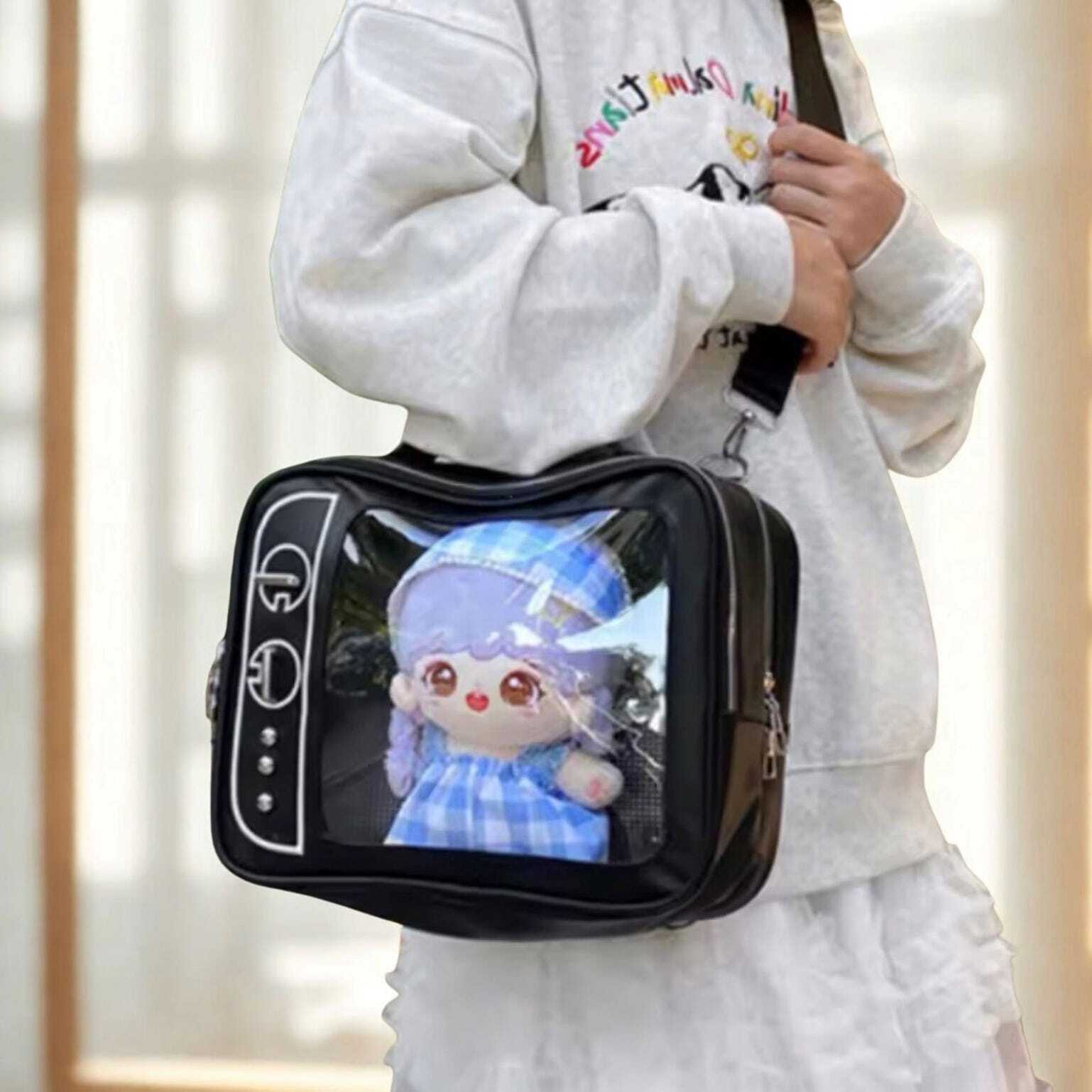 Mini Black Convertible Ita Bag for Plushies and Pins Mini Black Convertible Ita Bag for Plushies and Pins