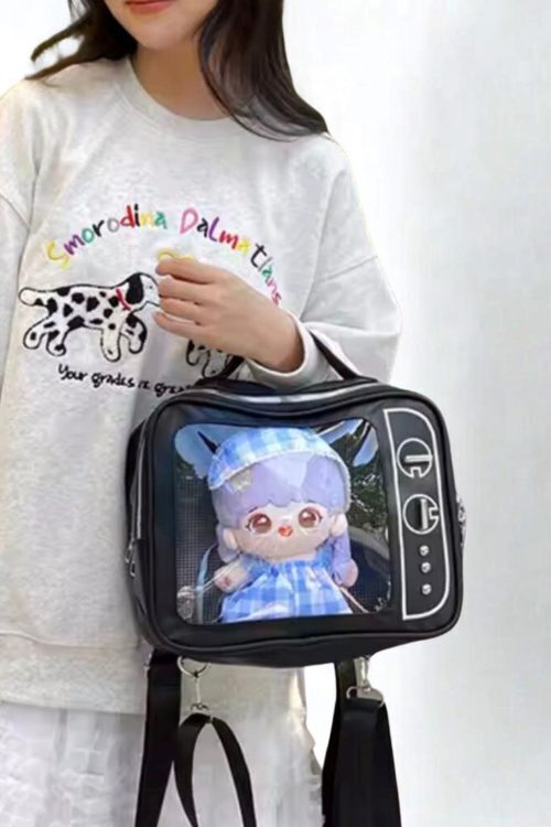Mini Black Convertible Ita Bag for Plushies and Pins