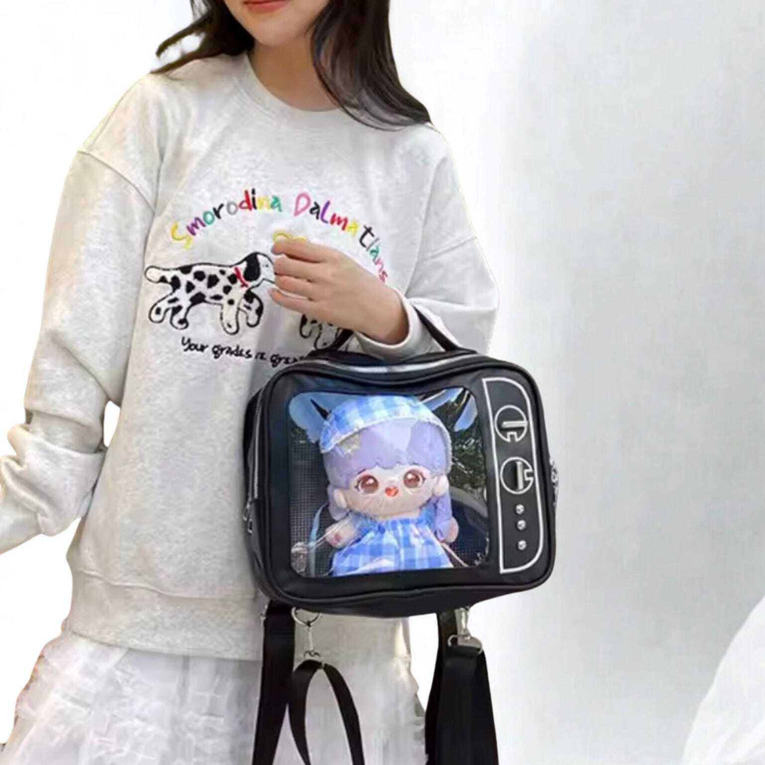 Mini Black Convertible Ita Bag for Plushies and Pins Mini Black Convertible Ita Bag for Plushies and Pins