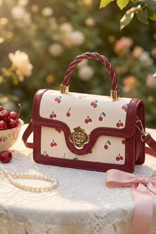 Mini Gold Cherry Crossbody Bag
