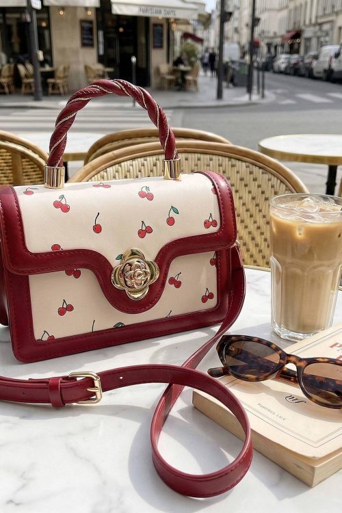 Mini Gold Cherry Crossbody Bag