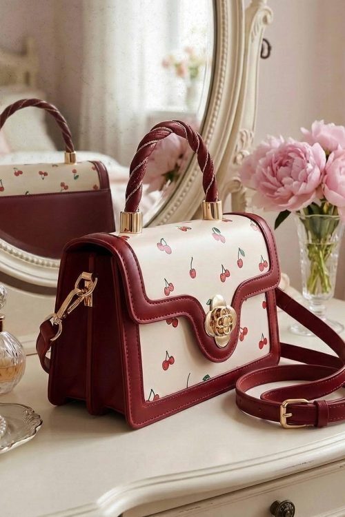 Mini Gold Cherry Crossbody Bag