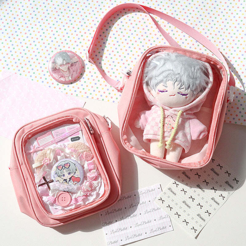 Mini Ita Crossbody Bag with Clear Window and Included Insert for Plushies and Pins Mini Ita Crossbody Bag with Clear Window and Included Insert for Plushies and Pins