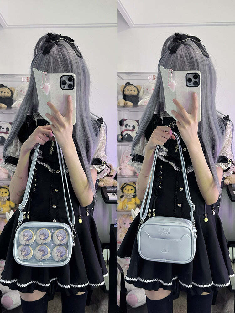 Mini Ita Crossbody Bag with Clear Window for Plushies and Pins Mini Ita Crossbody Bag with Clear Window for Plushies and Pins