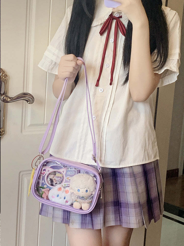 Mini Ita Crossbody Bag with Clear Window for Plushies and Pins Mini Ita Crossbody Bag with Clear Window for Plushies and Pins