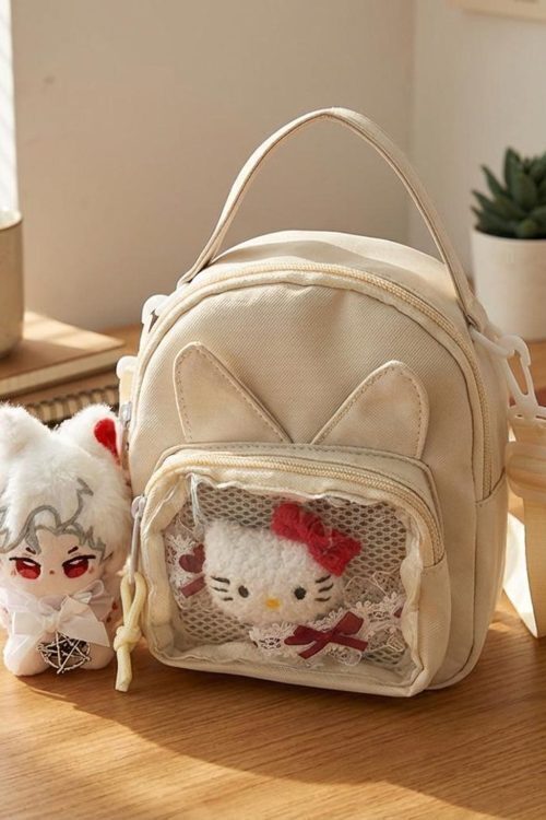 Mini Kawaii Ita Shoulder Bag with Clear Window for Plushies and Pins