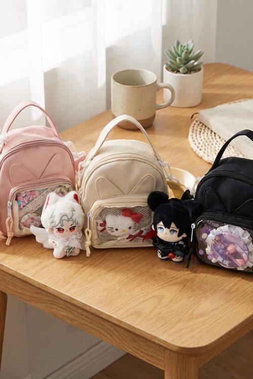 Mini Kawaii Ita Shoulder Bag with Clear Window for Plushies and Pins