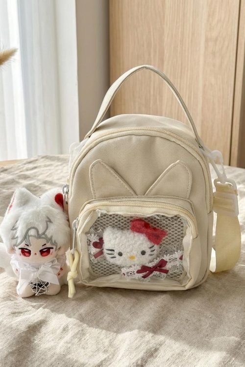 Mini Kawaii Ita Shoulder Bag with Clear Window for Plushies and Pins