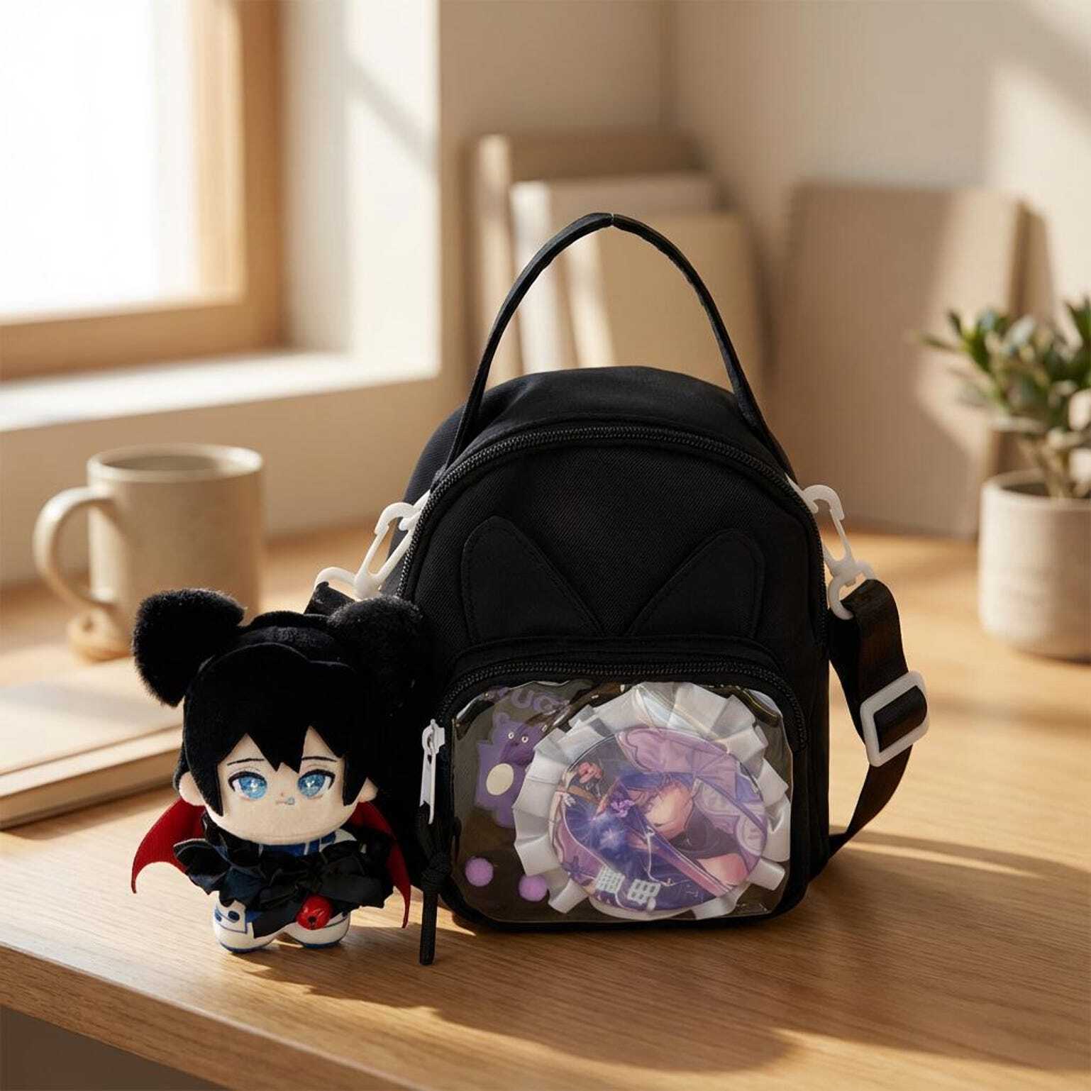 Mini Kawaii Ita Shoulder Bag with Clear Window for Plushies and Pins Mini Kawaii Ita Shoulder Bag with Clear Window for Plushies and Pins