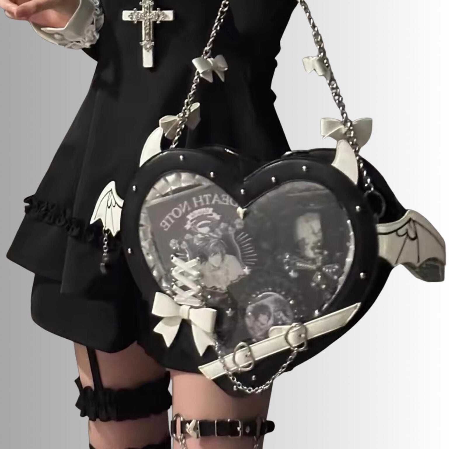 Mini Pink Heart Convertible Ita Bag for Pin Display Mini Pink Heart Convertible Ita Bag for Pin Display