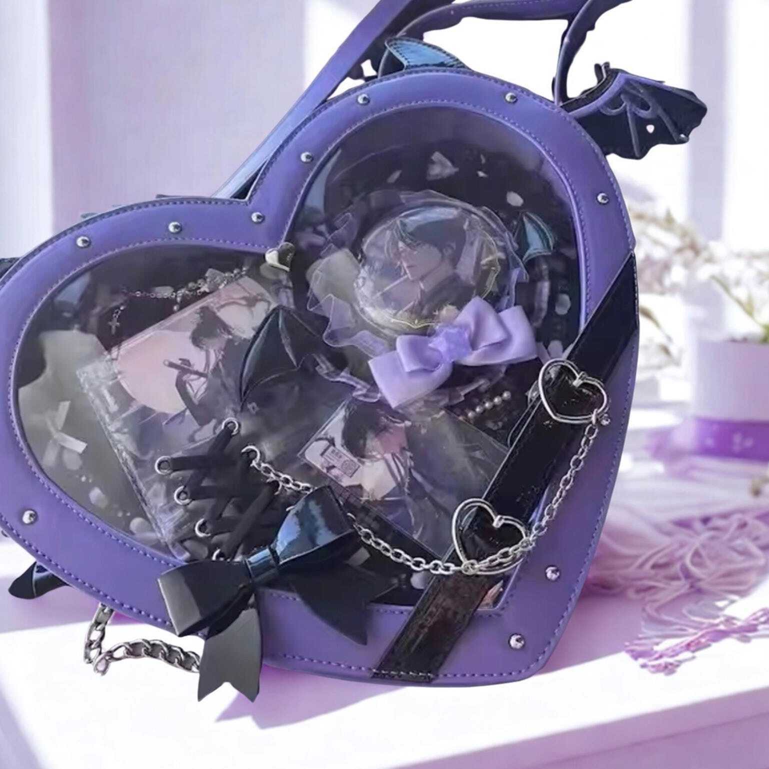 Mini Pink Heart Convertible Ita Bag for Pin Display Mini Pink Heart Convertible Ita Bag for Pin Display