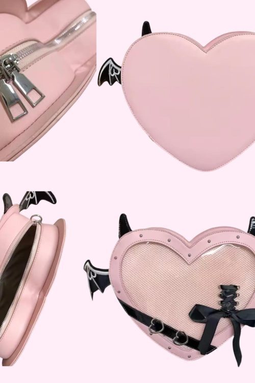 Mini Pink Heart Convertible Ita Bag for Pin Display