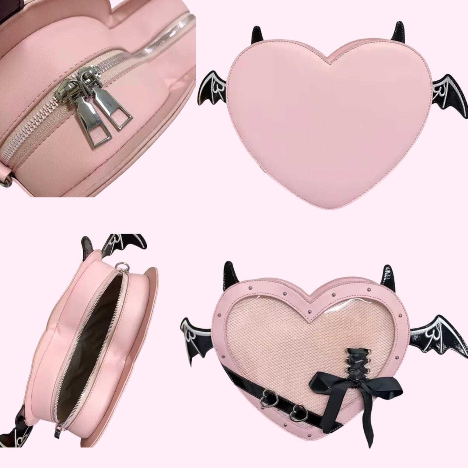 Mini Pink Heart Convertible Ita Bag for Pin Display Mini Pink Heart Convertible Ita Bag for Pin Display