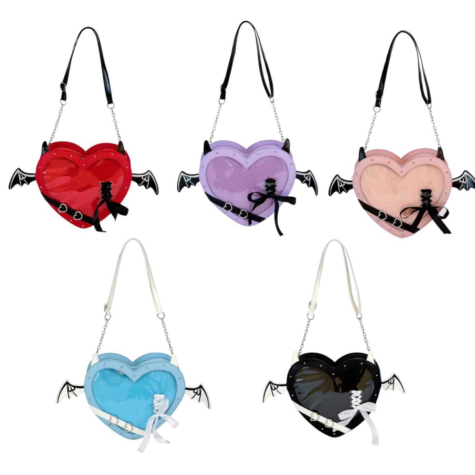Mini Pink Heart Convertible Ita Bag for Pin Display Mini Pink Heart Convertible Ita Bag for Pin Display
