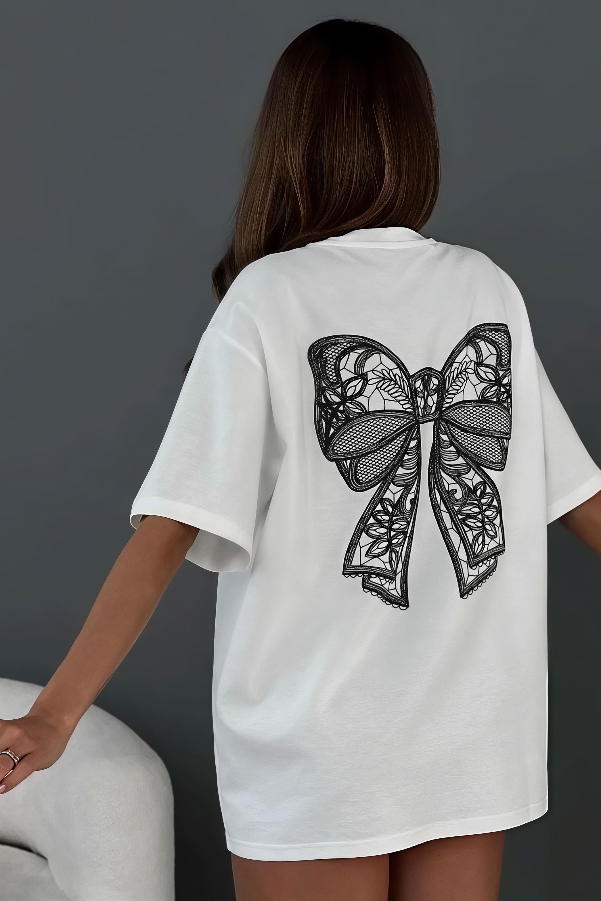 Minimalist Casual 3D Bow Lace Short Sleeve T-shirt Minimalist Casual 3D Bow Lace Short Sleeve T-shirt