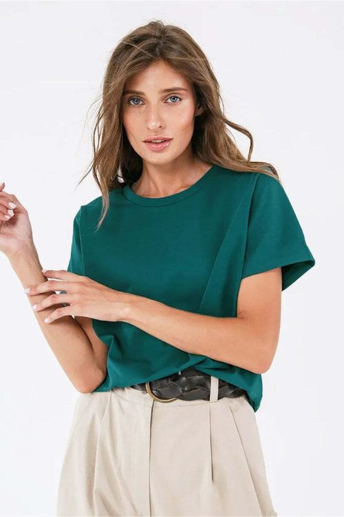 Minimalist Casual Solid Crew Neck T-shirt