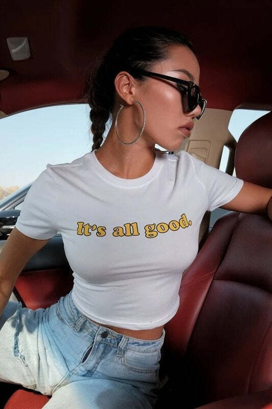 Minimalist Slim Crop Letter Print T-shirt