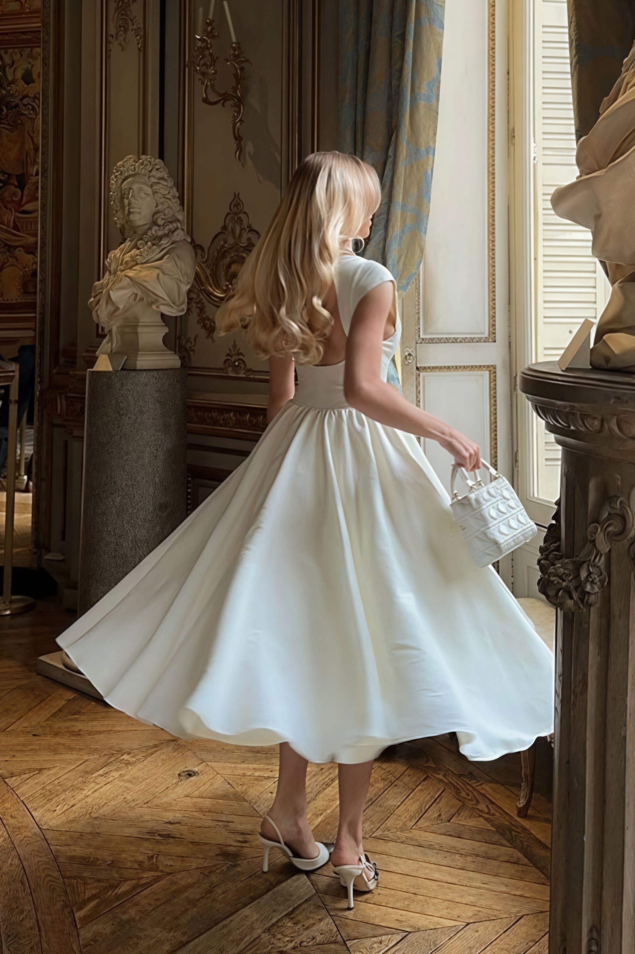 Minimalist Solid Backless Swing Midi Dress Minimalist Solid Backless Swing Midi Dress