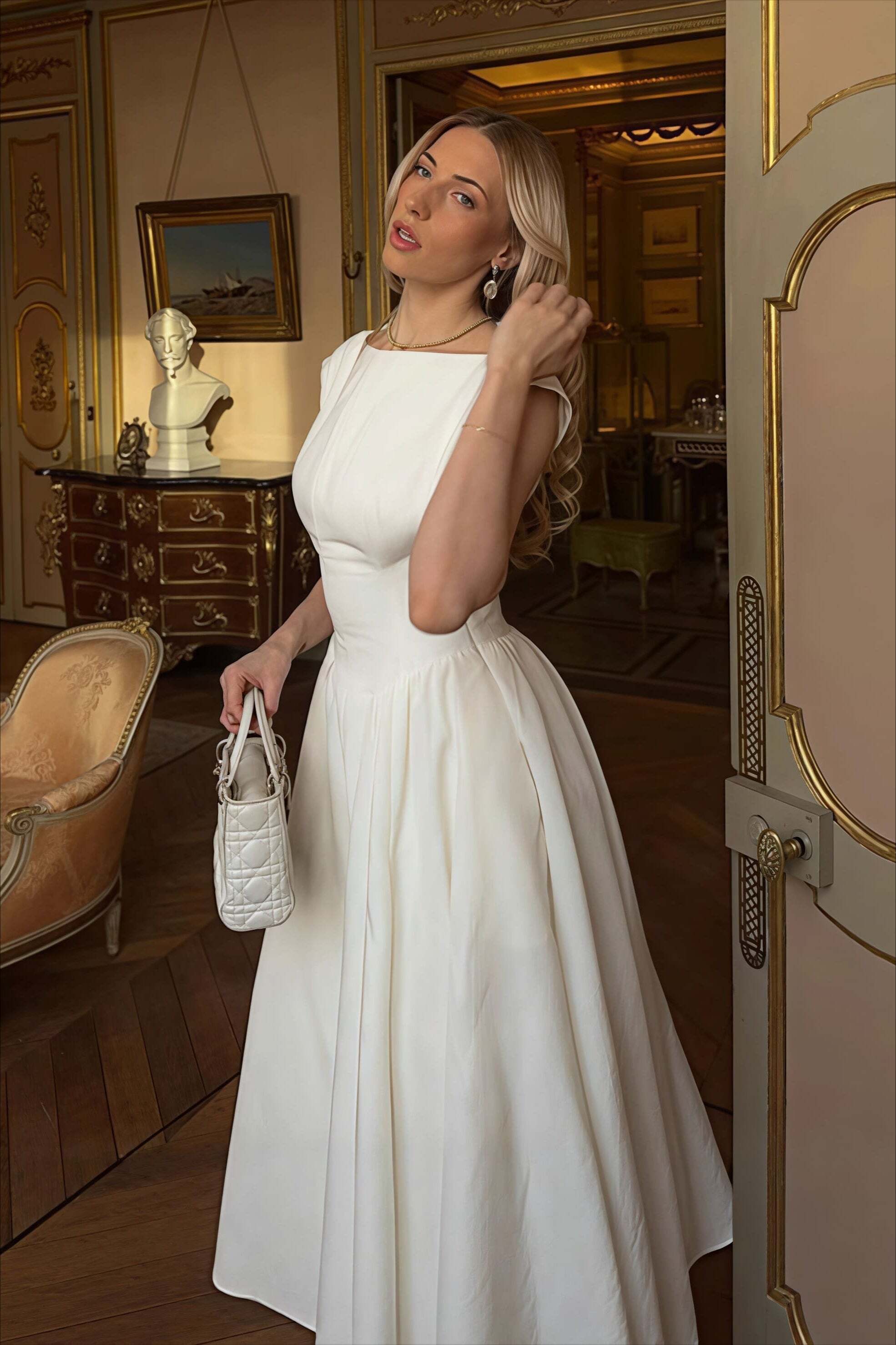 Minimalist Solid Backless Swing Midi Dress