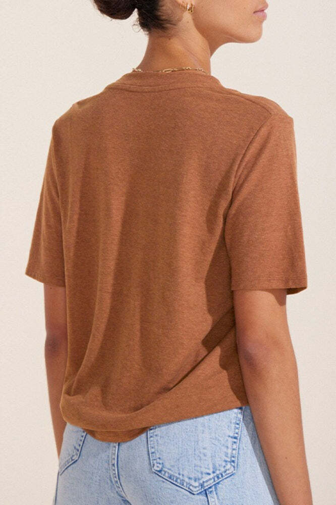 Minimalist Solid Deep V Neck Slub Cotton Loose T-shirt Minimalist Solid Deep V Neck Slub Cotton Loose T-shirt