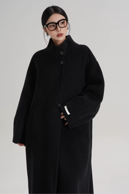 Mock Neck Long Coat