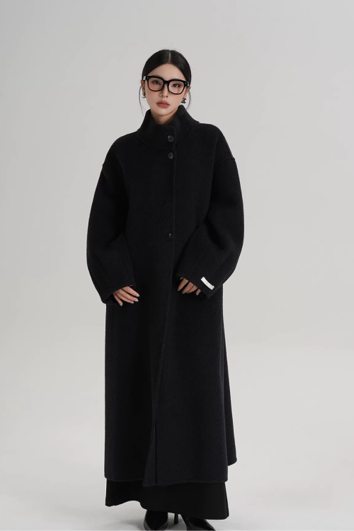 Mock Neck Long Coat