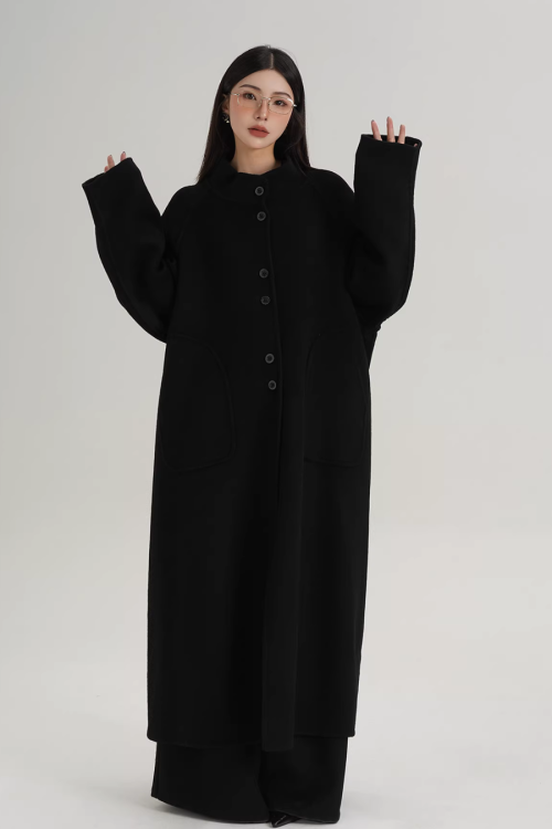 Mock Neck Long Coat