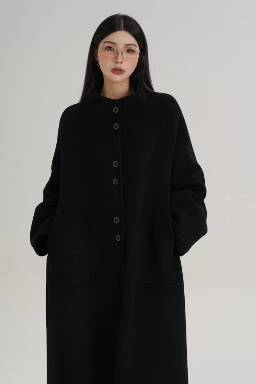 Mock Neck Long Coat