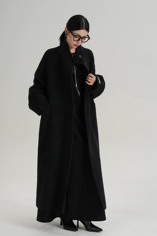 Mock Neck Long Coat