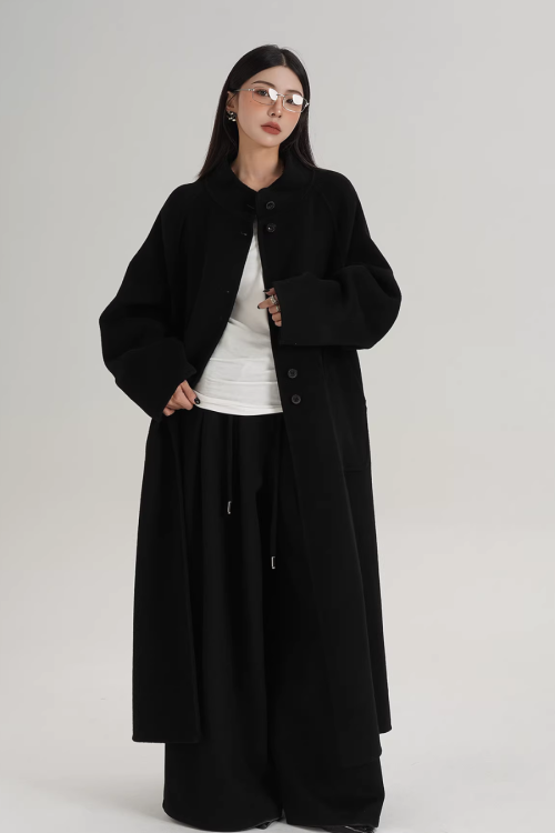 Mock Neck Long Coat