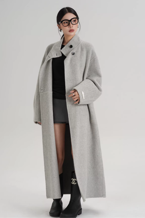 Mock Neck Long Coat