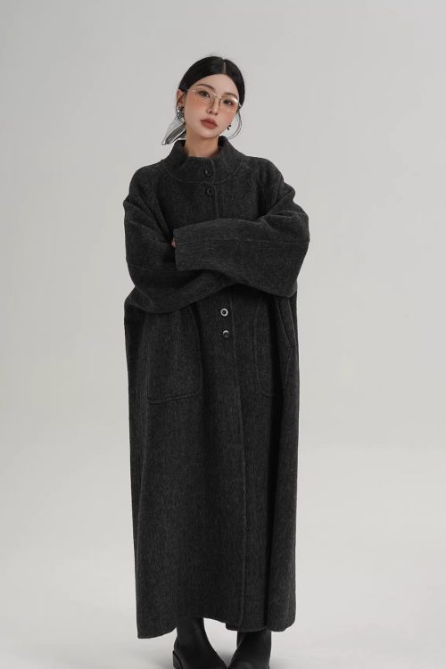 Mock Neck Long Coat