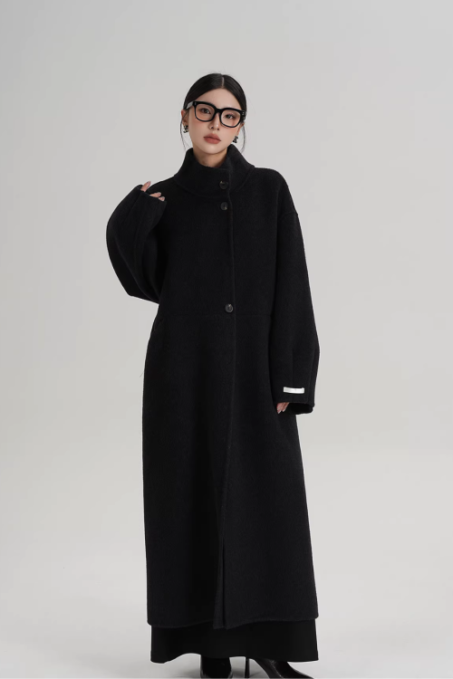 Mock Neck Long Coat