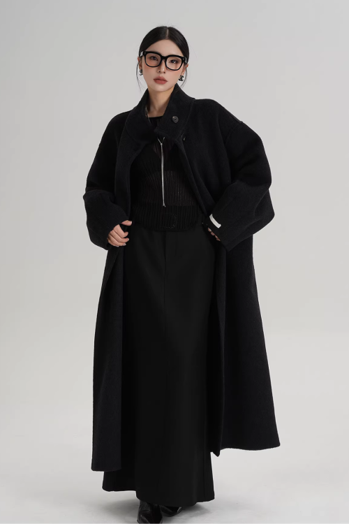 Mock Neck Long Coat