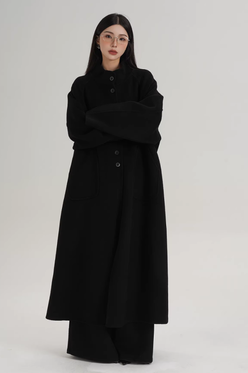 Mock Neck Long Coat
