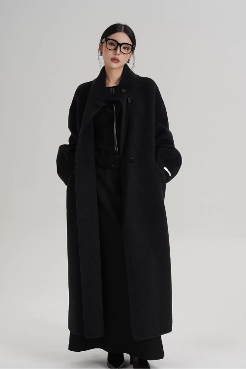 Mock Neck Long Coat