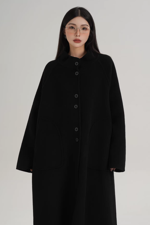Mock Neck Long Coat