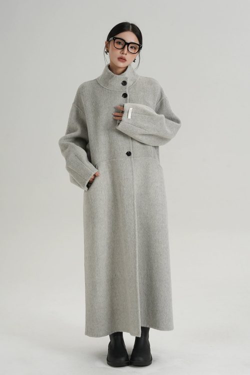 Mock Neck Long Coat