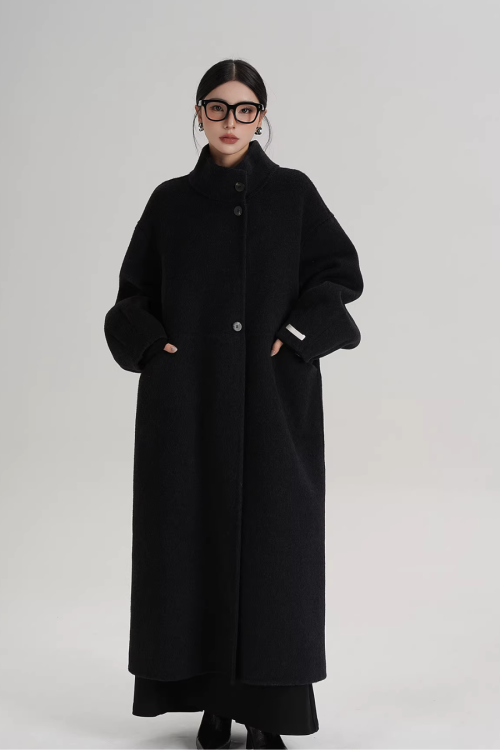 Mock Neck Long Coat