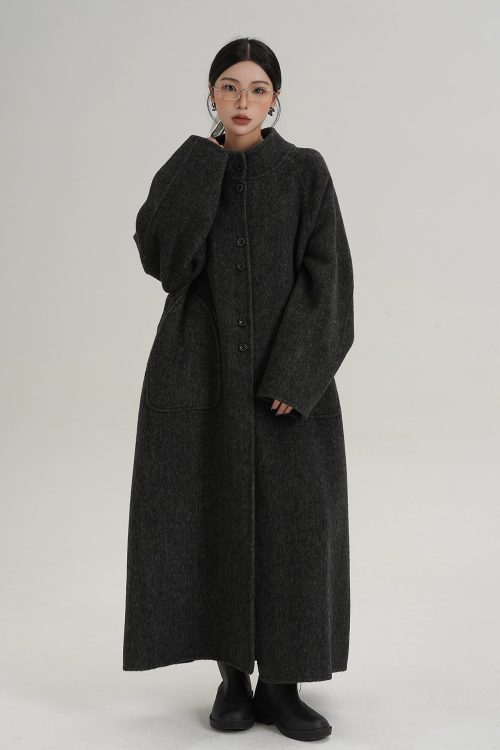 Mock Neck Long Coat