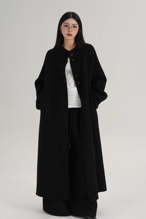 Mock Neck Long Coat