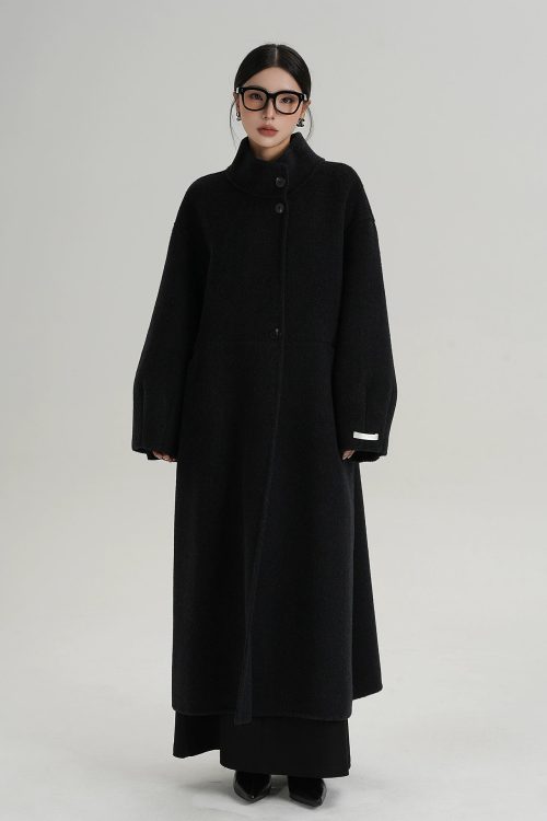 Mock Neck Long Coat
