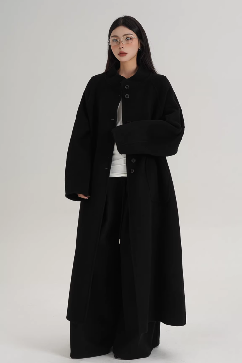 Mock Neck Long Coat