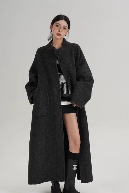 Mock Neck Long Coat