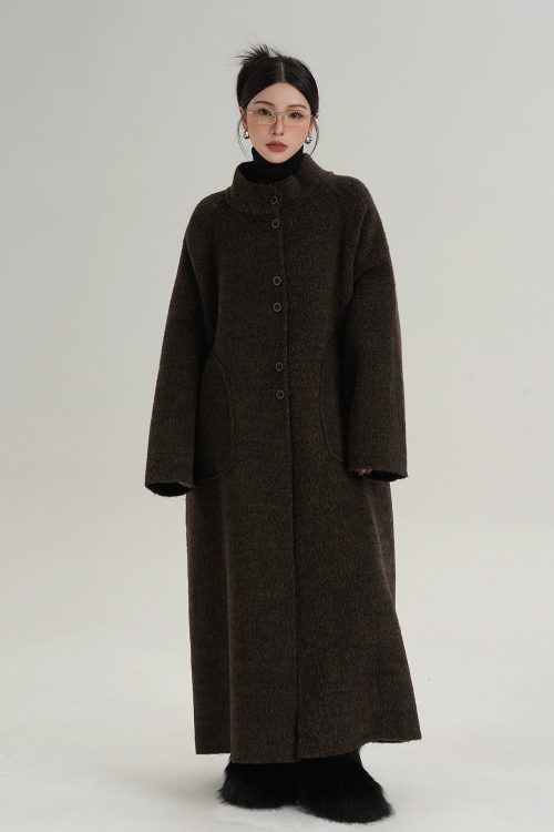 Mock Neck Long Coat