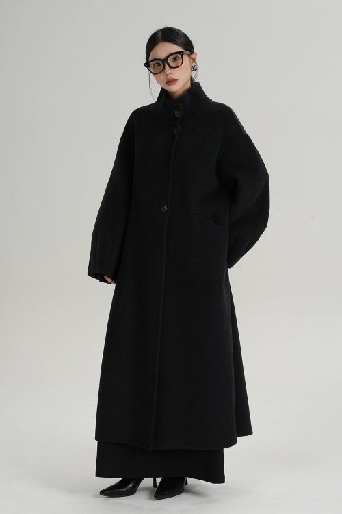 Mock Neck Long Coat
