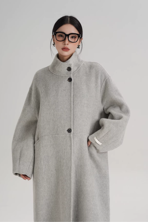 Mock Neck Long Coat