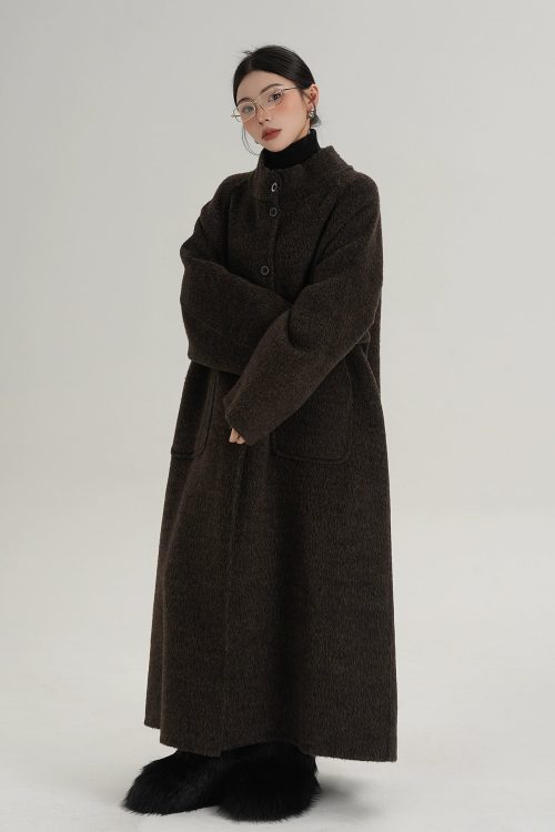 Mock Neck Long Coat