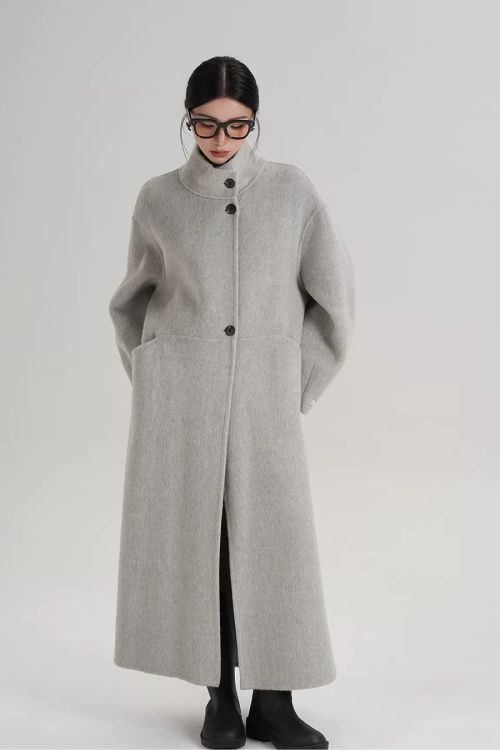Mock Neck Long Coat